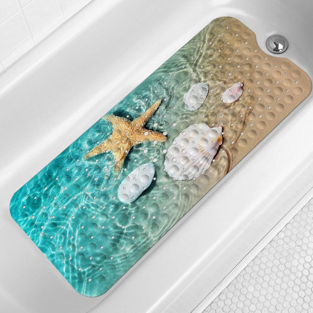 Summer Beach Bathtub Mat Non Slip, 40 X 16 Inch Tub Mat